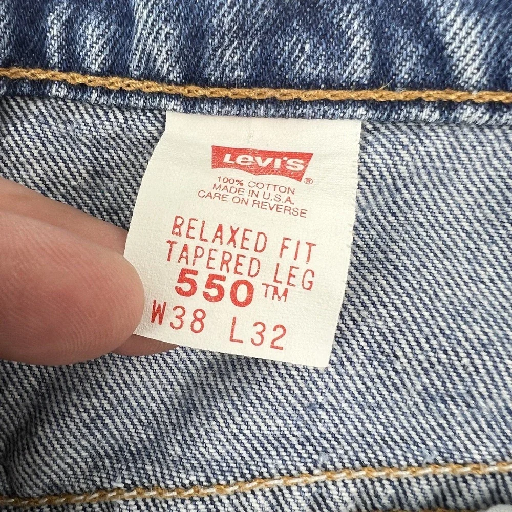 VTG Levi Strauss &‎ Co Blue 550 Ct Orange Tab Made in USA Jeans Mens Size 38X32
